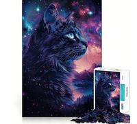Space Cat Galaxy Jigsaw 1000 Pieces for Teenagers Strengthen Memory Relaxing Fun Smooth Edge Santa Wish List (50x75cm)