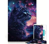 Space Cat Galaxy Jigsaw Puzzle 1000 Piece for Adults Mind Game Toy Peaceful Fun Neat Cut Art Collection Piece (38x52cm)