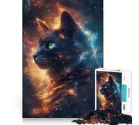 Space Cat Galaxy Jigsaw Puzzle for Teenagers 1000 Pieces Mind Game Toy Relaxed Mind Neat Cut (38x52cm)