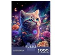 Space Cat Jigsaw Puzzle for Adults 1000 Piece Jigsaw Puzzle Fantasy Garden Relaxation Home Decor 38x26cm/1000pcs
