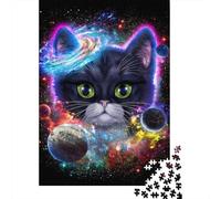 Space Cat Jigsaw Puzzle for Adults 1000 Piece Jigsaw Puzzle Universe Planets Relaxation Home Decor 52x38cm/1000pcs