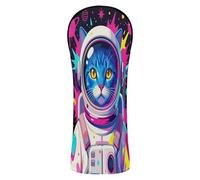 Space Cat Mom Dad Golf Club Head Covers Premium Leather Accessories with Interchangeable No. Tags for Driver Fairway Hybrid Wood