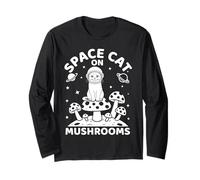 Space Cat On Mushrooms Cosmic Journey Long Sleeve T-Shirt