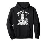 Space Cat On Mushrooms Cosmic Journey Pullover Hoodie