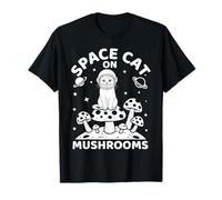 Space Cat On Mushrooms Cosmic Journey T-Shirt