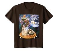Space Cat on Pizza Blasting Earth with Laser Eyes T-Shirt T-Shirt, Youth, Brown, 3T