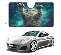 Space Cat Reaching Wind Sun Shade Foldable Wind Cover Blocks UV Rays Car Interior Accessories