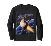 Space Cat Y2K Rocket Kitten Blasting Off Retro Design Long Sleeve T-Shirt