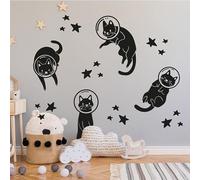 Space Cats Wall Sticker Pack - Cute Funny Cat Themed Wall Art Home Decor - Space Wall Decal for Bedroom