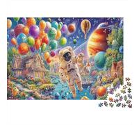 Space Christmas 1000 Piece Jigsaw Puzzle Bundle for Adult Fans Thick Cardboard Balloon Space Adventure Art Home Decoration Wall Display New Year Gift Difficult Challenge Game 70x50cm/1000pcs
