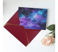 Space Colorful Clouds Printed Blank Greeting Card-Christmas Card,Thank You Cards,Party Invitation Card Festival Greeting Cards & All Occasion Dark Red