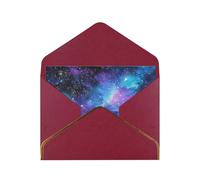 Space colorful clouds Printed Pearl Paper Greeting Card, Dark Red - Folded Blank Cards with Gold Trim for Weddings, Birthdays, Christmas