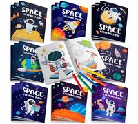 Space Coloring Books Bulk, 24 Pcs Outer Space Mini Coloring Books/Outer Space Coloring Book for Kids/Solar System Coloring Book & 12 Pcs Space Party Color Pencils for Space Birthday Decorations Favors
