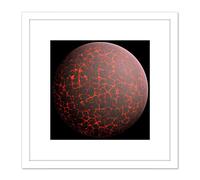 Space Concept Illustration Planet Earth Early Formation 8X8 Inch Square Wooden Framed Wall Art Print Picture with Mount Artery8 White One Size