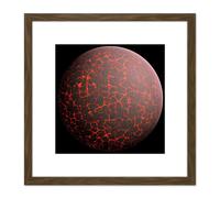 Space Concept Illustration Planet Earth Early Formation 8X8 Inch Square Wooden Framed Wall Art Print Picture with Mount Artery8 Brown One Size