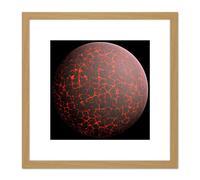 Space Concept Illustration Planet Earth Early Formation 8X8 Inch Square Wooden Framed Wall Art Print Picture with Mount Artery8 Light Oak One Size