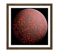 Space Concept Illustration Planet Earth Early Formation Square Wooden Framed Wall Art Print Picture 16X16 Inch
