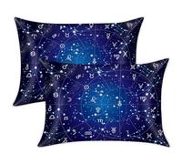 Space Constellation Satin Pillowcases for Hair and Skin 2 Pack 50.8 x 76 cm, Constellation Print Pillowcase Zipper Closure Super Soft Wrinkle Stain Resistant Silky Pillow Cases