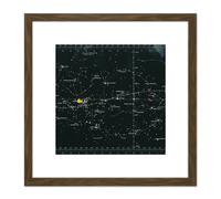 Space CSM-TEC Apollo 11 Star Chart Map Galaxy 8X8 Inch Square Wooden Framed Wall Art Print Picture with Mount Artery8 Brown One Size