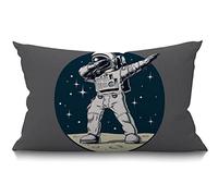 Space Cushion Cover 12x20 Inch Funny Dabbing Astronaut on Universe Planet Moon with Stars Polka Dot Rectangle Pillow Cases Home Decorative Cotton Linen Throw Pillow Cover for Bed Sofa 30 x 50 cm