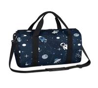 Space Cute Astronaut Sports Duffel Bags Space Spaceship Weekend Overnight Bag Casual Tote Holdall Travel Gym Luggage Duffel Bag for Kids Girls Boys Women Men