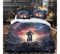 Space Cyclist Quilt Cover 3D Design Printed Luxurious 3 Pcs Bedding Set Zipper fantasy Cosmic Adventure Duvet Cover Super Soft All Season for Kids Adults Women Teens Youth Girls Single（140x200cm）