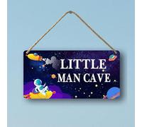 Space Decor Little Man Cave Wooden Sign Space Themed Bedroom Decor Outer Kids Room Decortions For Boys Hanging Wall Art Playroom Living Room Decorations 6x12 Inch