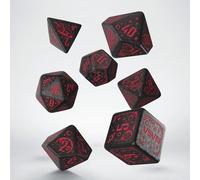Q-Workshop Space Dice Set Voyager RPG Dice - Shimmering Black with Red Engravings - Ideal for Tabletop Games & RPGs - 7 Polyhedral Dice - (D4, D6, D8, 2D10, D12, D20)
