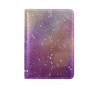 Space Digital Purple USA Passport Holder Real Leather Cover Case for Travel Men Women