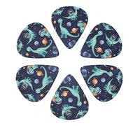 Space Dinosaur Astronauts Guitar Picks 6 Pack Thin Medium Heavy Thickness Guitars Pick For Acoustic Electric Guitar Ukulele Bass 0.96mm