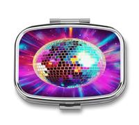 Space Disco Ball Cute Travel Pill Organizer Compact and Portable Pill Box,Pill Case for Travel Essentials for Pocket Purse