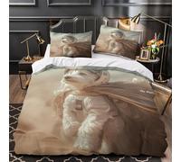 Space dog adventure 3D Pattern Duvet Cover 3pcs 100% Microfibre Fade-Resistant Wash Cosmic pet fantasy Comforter Cover 2 Pillow Shams Zipper Closure Machine Washable Adult Room Super king（260x220cm）