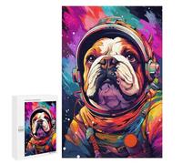Space Dog Explorer-42 Decorative Wooden Puzzle, 1000 PCS - Mindful Gift for Adults, for Relaxing Solo Or Group Play