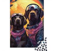 Space Dog Illustration 1000 Piece Jigsaw Puzzle Paper for Adults Sci Fi Art Style Jigsaw Puzzle for Adults Stress Relief Family Time Home Decoration 38x26cm/1000pcs