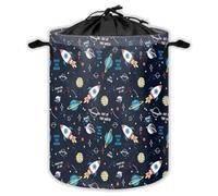 Space Doodle Laundry Hampers With Drawstring Galaxy Laundry Baskets For Bathroom Galaxy Planets Portable Clothes Storage Organizer Basket Space Ship Rocket W 44 L 44 Cm