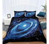 Space Duvet Cover Set Celestial Bodies Bedding Sets Soft Microfiber Duvet Cover Emperor Size 290x235 cm 3D Quilt Cover with Zipper Closure and 2 Pillowcases b-9456