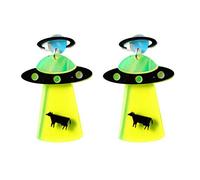 Space Earrings Weird Earrings Cute Aliens UFO Spaceship Studs Acrylic Cow Jewellery Halloween Costume Accessories for Women Girl