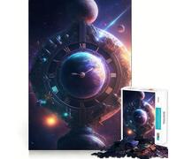Space Earth Clock 1000 Piece Jigsaws for Teenagers Puzzle Boost Memory Quiet Calm Premium Cut Heartfelt Gift (38x52cm)