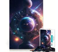 Space Earth Clock Jigsaw Puzzles 1000 Piece for Teenagers Logic Ability Toy Relaxing Fun Accurate Cut Artistic Gift (50x75cm)