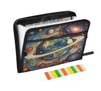 Space Earth Dark Accordion File Folder with Labels 13 Pocket