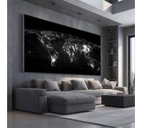 Space Earth Large Painting Art Modern Map Wood Framed Canvas Wall Art for Living Room, SciFi Planet Pictures for Living Room Home Decorative 50x100cm