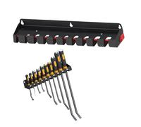 Space Efficient 10 Slot Metal Clamp Hanger for Workbench Garage or Shed Robust Dark Coated Construction Denial Assembly Tool Hanger