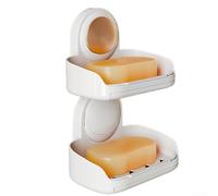 Space Efficient Bathroom Soap Rack Easy to Mount Without Damage to Walls (Double Layer Gold)
