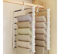 Space Efficient Stainless Steel Pants Hanger with Fold Flat Capability for Travel Temporary Housing or Dorm Rooms (Seven-(two mounts))