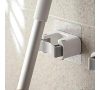 Space Efficient Wall Mounted Mop Broom Holder with Rubber Gripped Spring Clip for Indoor Outdoor Use (A)