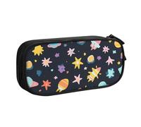 Space Element Pencil Case for Boys Girls Colorful Star Large Pen Bag Desk Stationery Organizer Pencil Pouch for School Office Zippered Makeup Bag