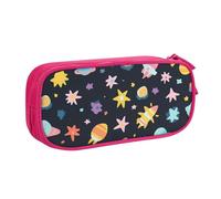 Space Element Pencil Case for Boys Girls Colorful Star Large Pen Bag Desk Stationery Organizer Pencil Pouch for School Office Zippered Makeup Bag