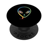 Space ET Alien Gazing With Colorful Piercing Eyes Cosmic PopSockets Adhesive PopGrip