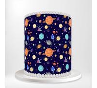 Space Exploration Astronaut’s Planet Wrap Around Print A4 Edible Paper Cake Topper Icing Sheet Side Ribbon Border Decor for Personalised Themed Decorations