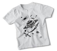 Space Exploration Kids T-Shirt Science Astronomy Planet Rocket Galaxy Cool Boys Girls Childrens Tee 3-4 Years Heather Grey